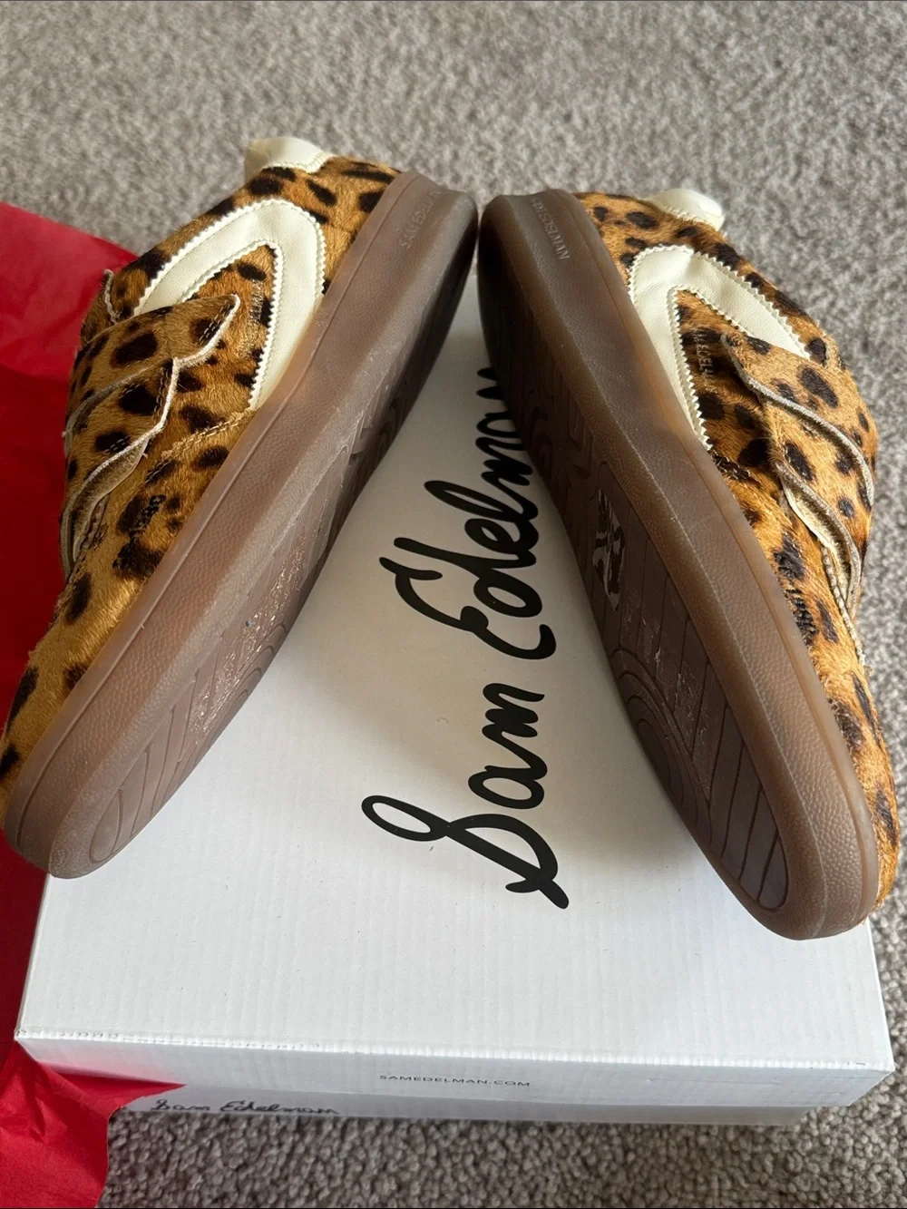 Sam Edelman Women Leopard Print Velcro Sneakers - Brown/Tan Size 7